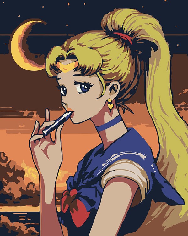 Картина по номерам «Аниме Сейлор Мун Sailor Moon: луна и вейп»