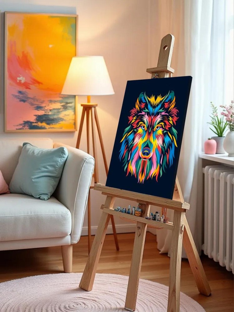 Картина по номерам «Радужный волк» — картинка 9