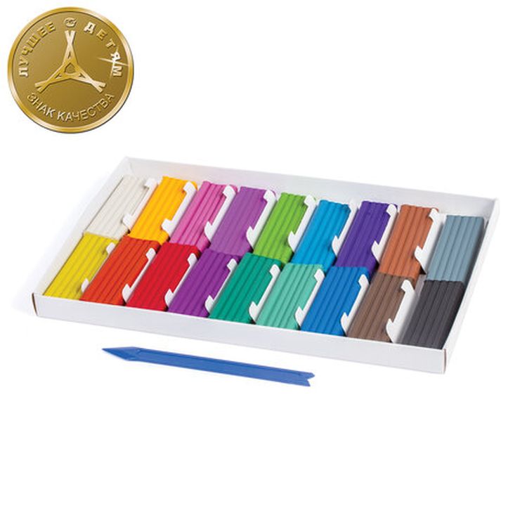 Пластилин классический Юнландия «Юный волшебник», 18 цветов, 360 г, со стеком — картинка 2