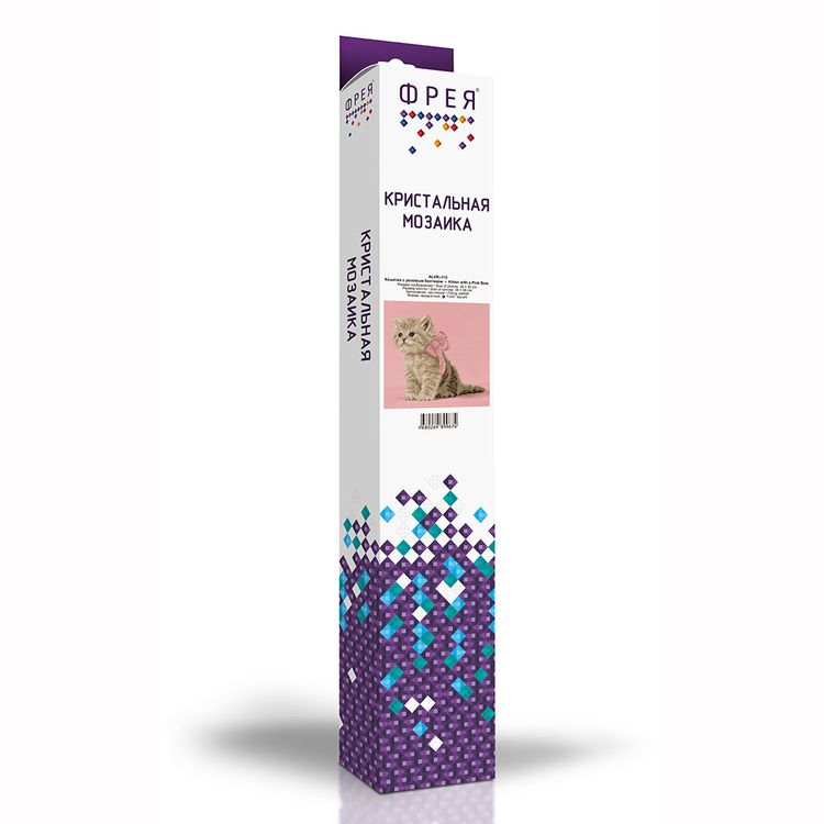 Алмазная вышивка «Кошечка с розовым бантиком» — картинка 2