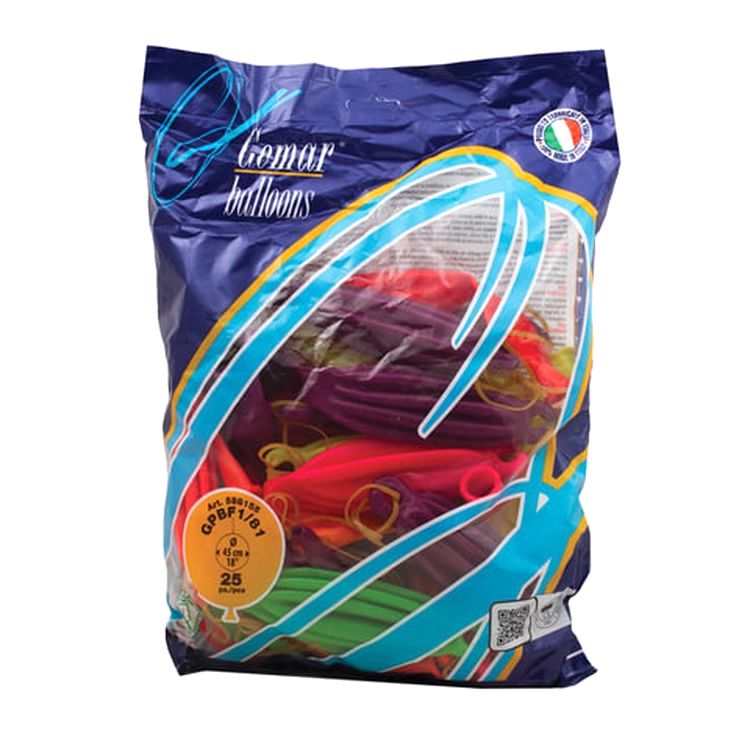 Шары воздушные 16&quot; (41 см), комплект 25 шт., панч-болл (шар-игрушка с резинкой), 12 неоновых цветов — картинка 2