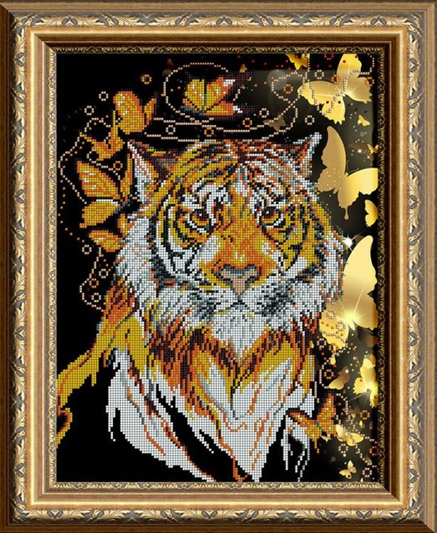 Рисунок на ткани «Тигр в бабочках»