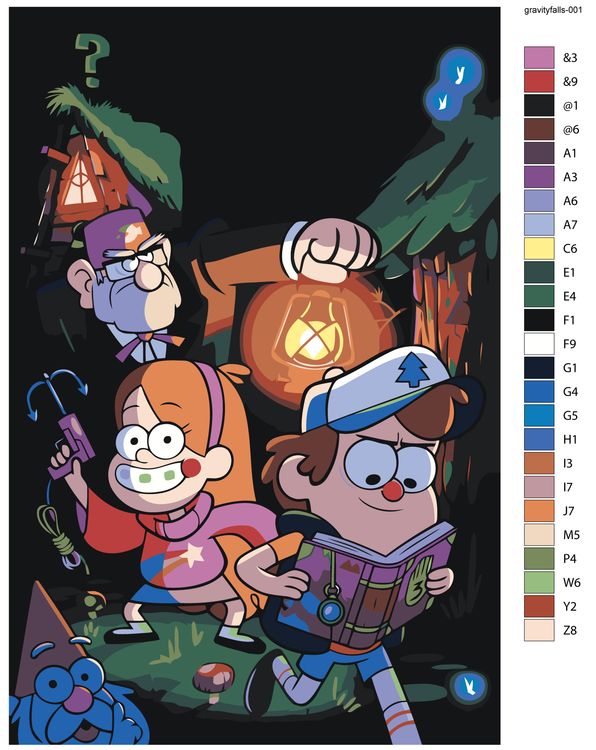 Картина по номерам «Gravity Falls Гравити Фолз: Мейбл, Диппер и Стэн» — картинка 2