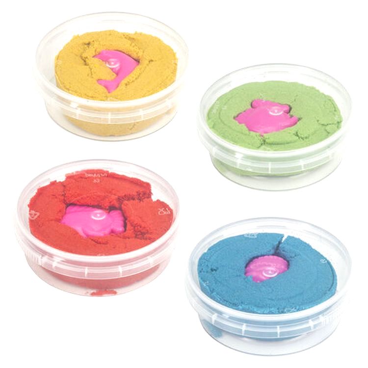 Песок для лепки кинетический Юнландия, 4 цвета, 480 г, баночки, 4 формочки — картинка 6