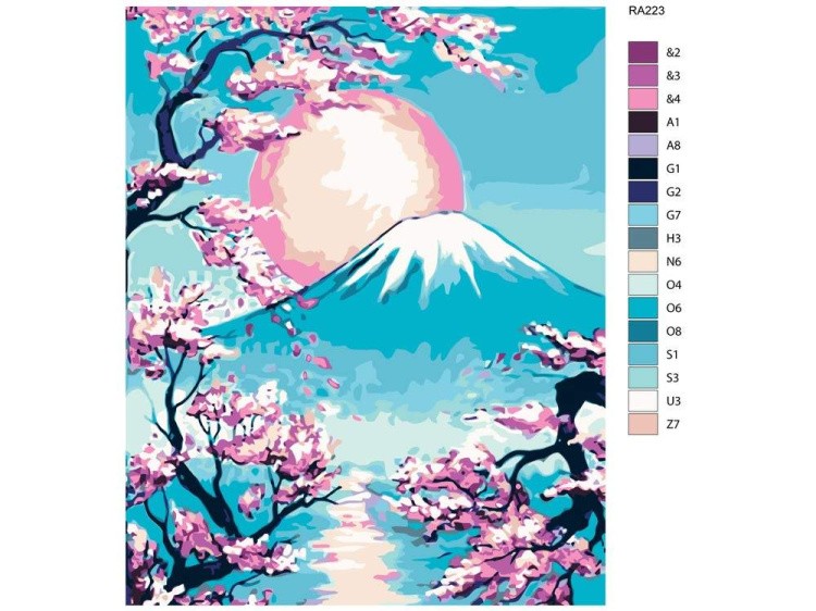 Картина по номерам «Рассвет над Фудзиямой» — картинка 2