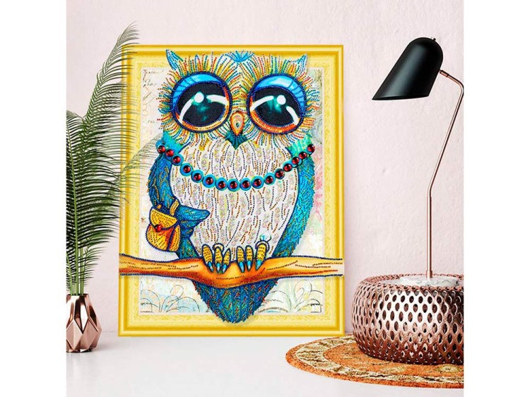 Алмазная вышивка 5D «Сова в рубинах» — картинка 6