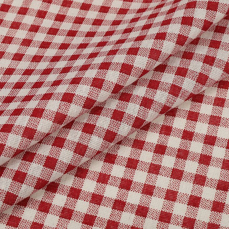 Ткань Лен, 140 г/м², 5 м x 150 см, цвет: красный, принт клетка, TBY — картинка 3