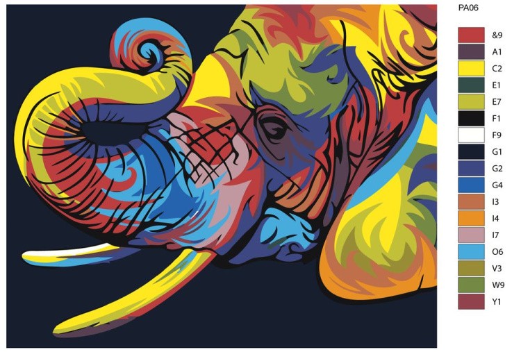 Картина по номерам «Радужный слон» — картинка 2