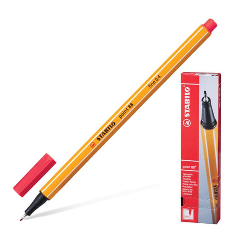 Ручка капиллярная (линер) STABILO «Рoint 88», неоновая красная