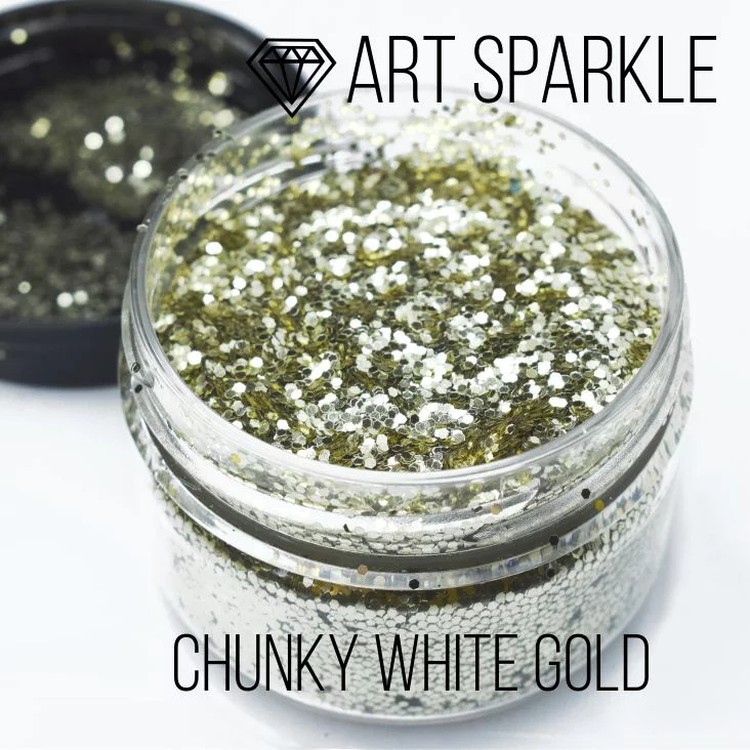 Глиттер крупный Chunky White Gold, 50 г, Craftsmen.store — картинка 2