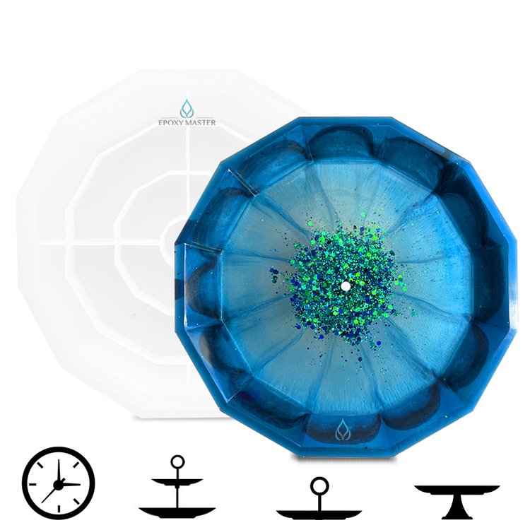 Силиконовый молд Epoxy Master заготовка для фруктовницы граненая, 21 см — картинка 2