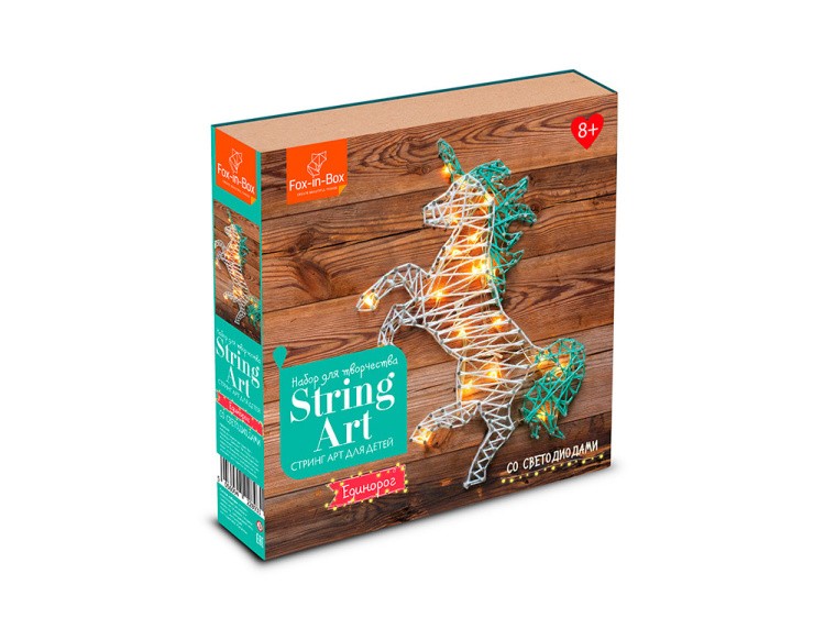 Набор для творчества STRING ART «Единорог» (с гирляндой) — картинка 2