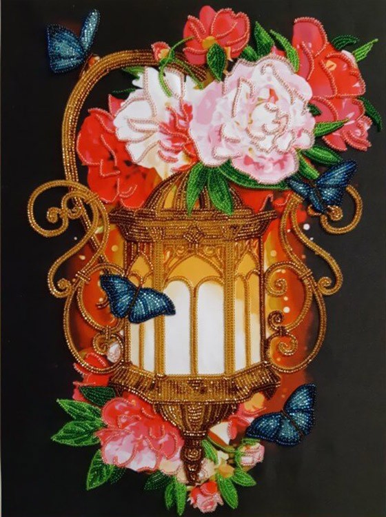 Набор вышивки бисером «Фонарь с пионами» — картинка 2