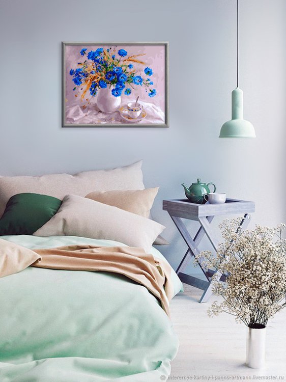 Картина по номерам «Золотые колосья и васильки» — картинка 8