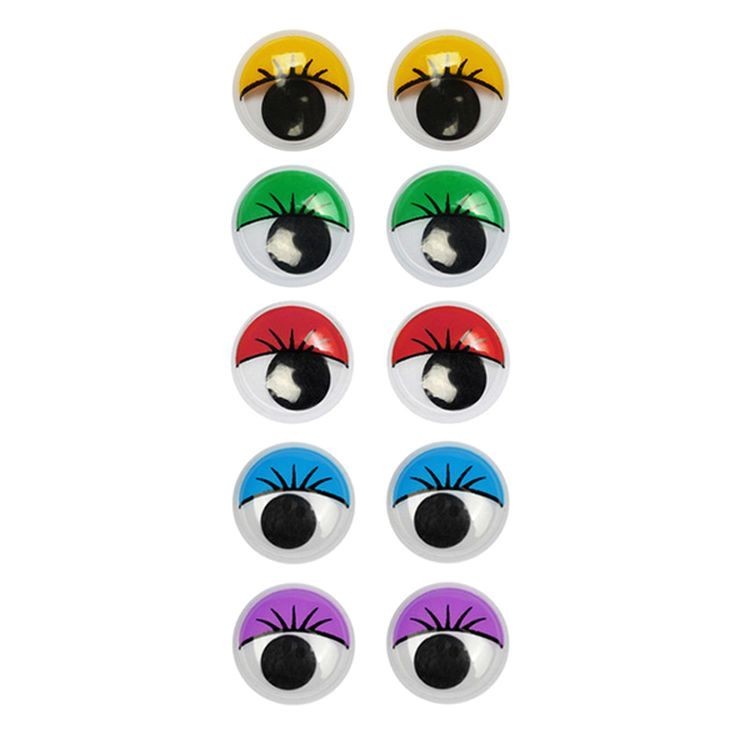 Глаза круглые с ресничками, 6 мм, цвет: микс, 50 шт., Magic 4 Toys
