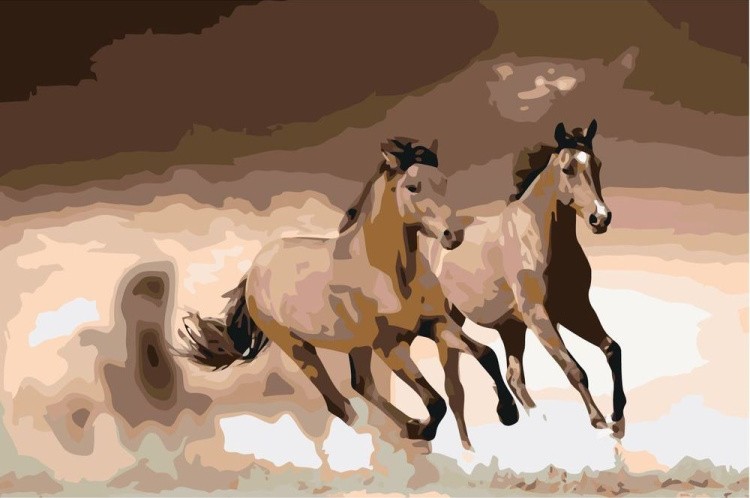 Картина по номерам «Скачущие лошади»