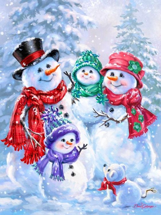 Набор для вышивания «Семья снеговиков»