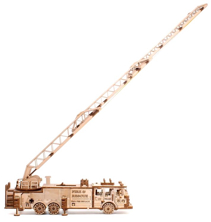 Сборная модель деревянная 3D EWA «Пожарная машина с лестницей» — картинка 2