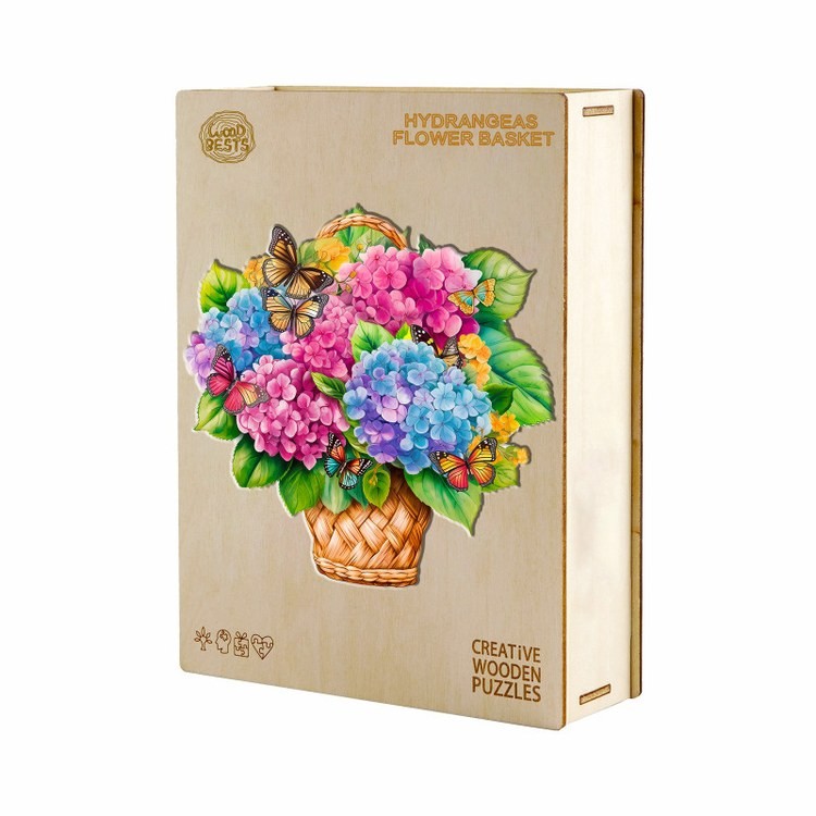 Деревянные пазлы «Корзина с Гортензиями L», Woodbests — картинка 4