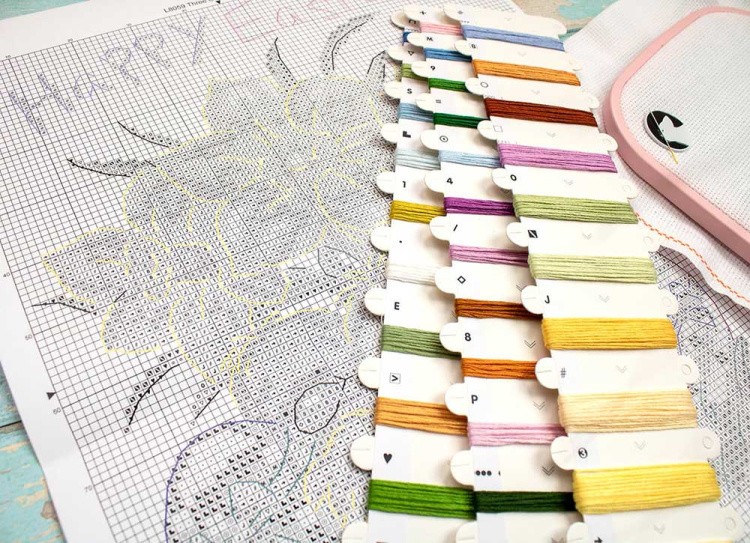 Набор для вышивания «Three Chicks with Daffodils and Egg (Три цыпленка с нарциссами и яйцом)» — картинка 2