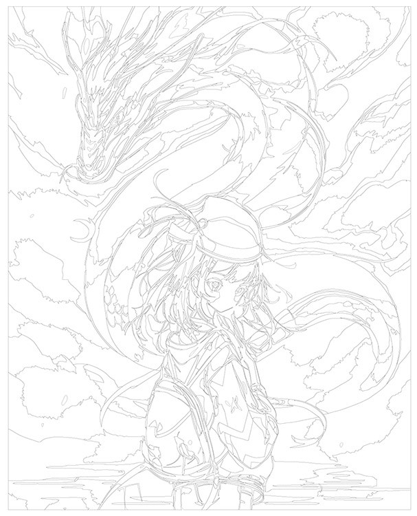 Картина по номерам «Аниме: Девушка с рюкзаком и бело-голубой дракон» — картинка 3