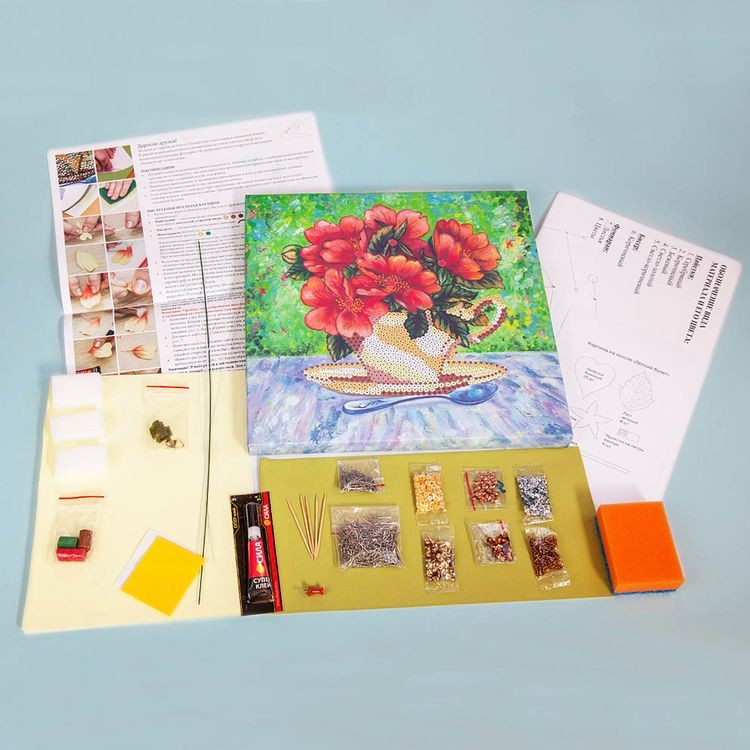 Мозаика из пайеток на холсте «Летний букет» — картинка 2