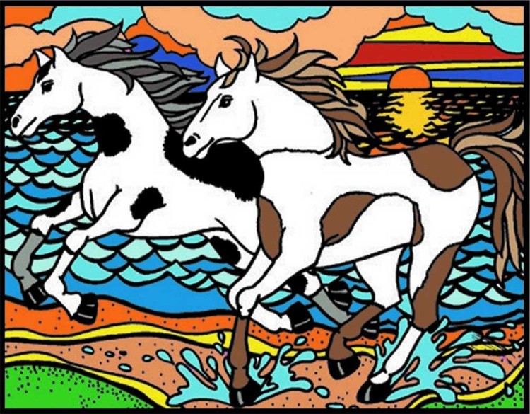 Коробка-раскраска «Лошади» + 10 маркеров — картинка 4