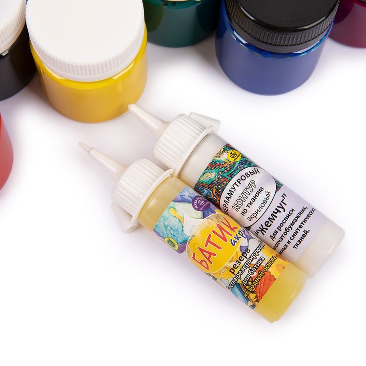 Набор акриловых красок по ткани «Батик», 6 цв. по 40 мл, Аква-колор — картинка 4