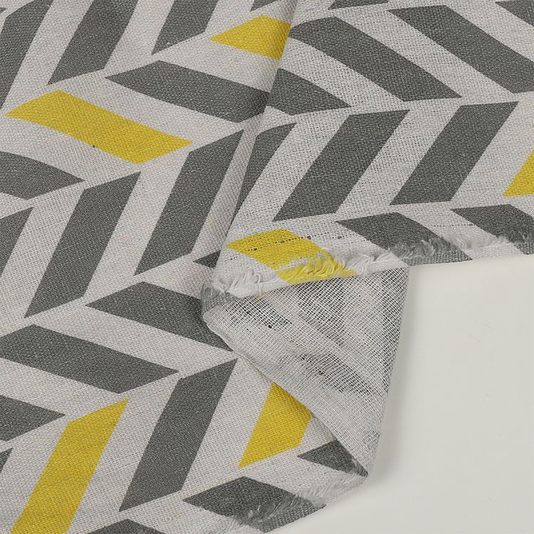 Ткань Лен, 140 г/м², 5 м x 150 см, цвет: серый, геометрический принт, TBY — картинка 6