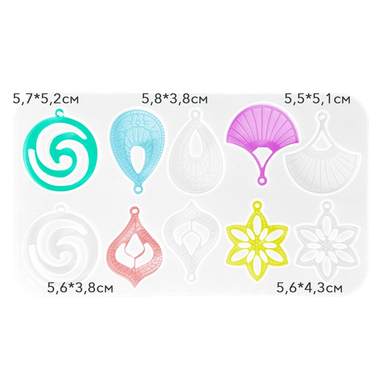 Силиконовый молд для сережек и кулонов, 24,5x14 см, 1 шт. — картинка 2