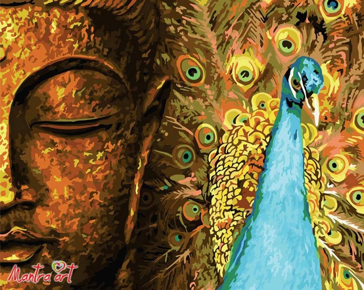 Картина по номерам «Будда с павлином»