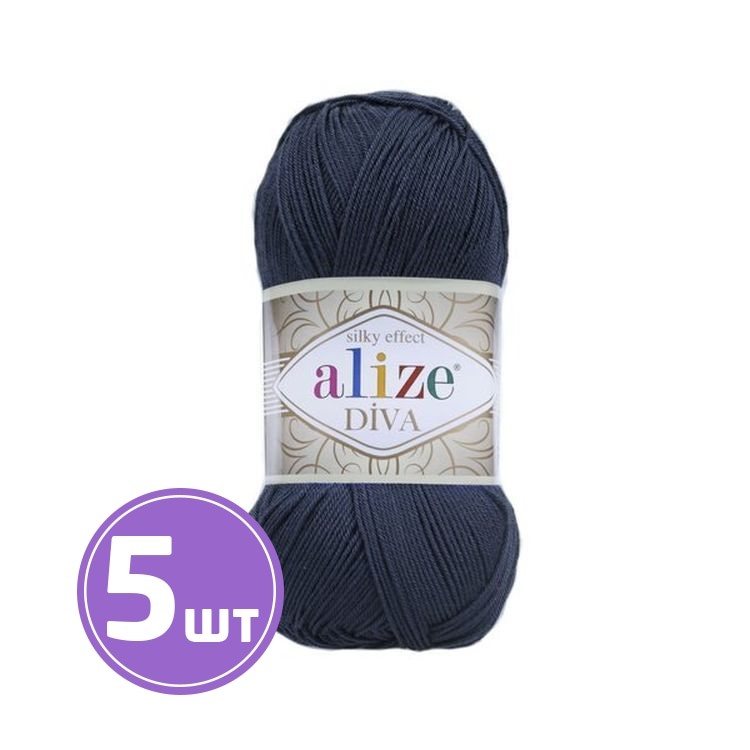 Пряжа ALIZE Diva Silk effekt (361), марин, 5 шт. по 100 г