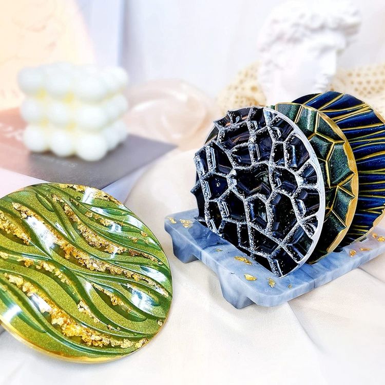 Набор из 4 подстаканников c подставкой, Epoxy Master — картинка 4