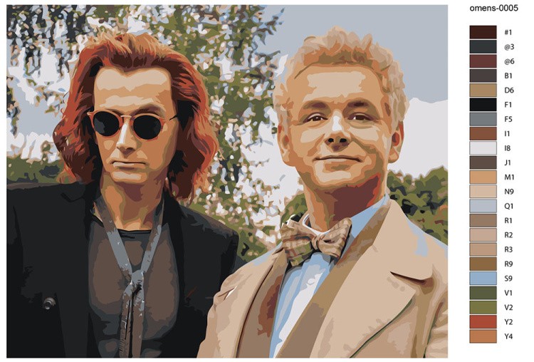 Картина по номерам «Благие знамения: Азирафель и Кроули 2» — картинка 2