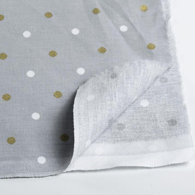 Ткань ранфорс с глитером Бусинки,100% хлопок, 3 м, ширина 240 см, цвет: серый/золото, Wella Home — картинка 4