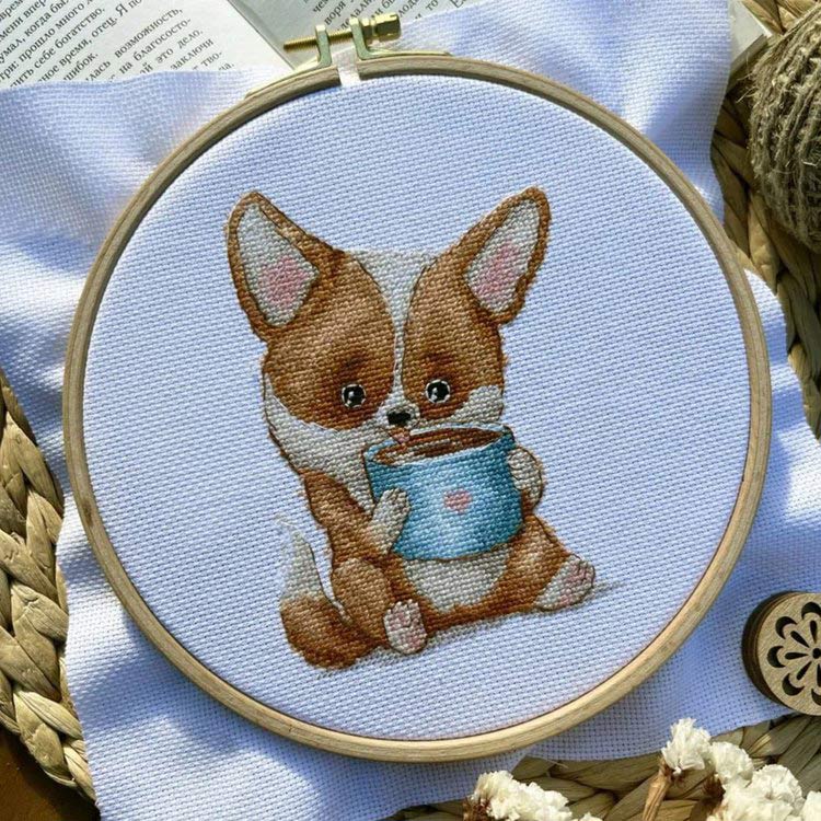 Набор для вышивания «Кофеманы. Корги» — картинка 4