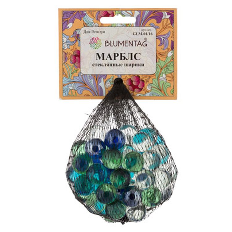 Шарики стеклянные марблс, d16 мм, 6 шт. по 340 г, цвет: темно-синий, Blumentag — картинка 3