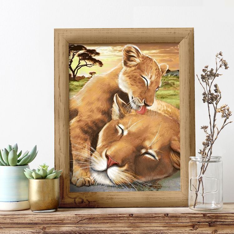 Алмазная вышивка «Львенок с мамой» — картинка 2