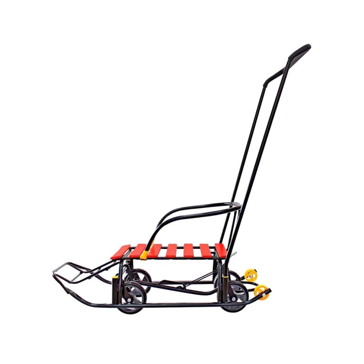 Санки детские Snow Black Auto красные рейки с колесами — картинка 5