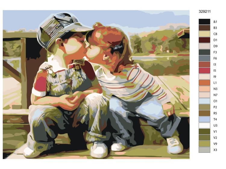 Картина по номерам «Детский поцелуй» — картинка 2