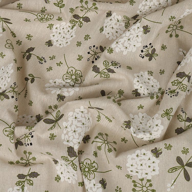 Ткань льняная, 3 м x 150 см, 140 г/м², цвет: серый, принт, TBY — картинка 3