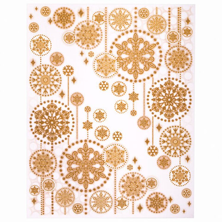 Украшение для окон и стекла «Узоры из золотых снежинок 2» — картинка 2