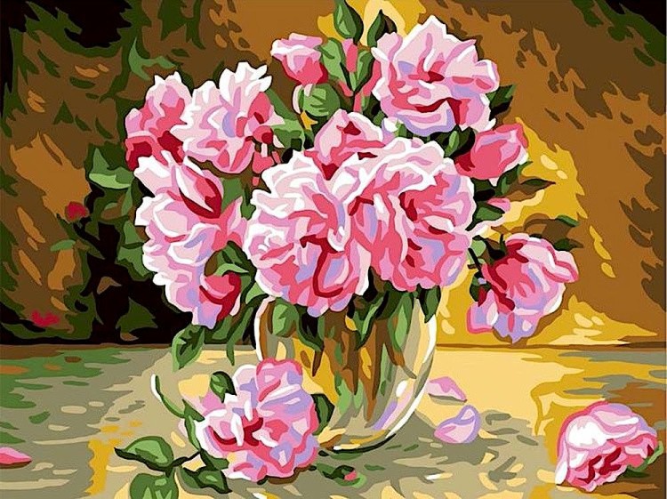 Рисунок на ткани «Розовые розы»