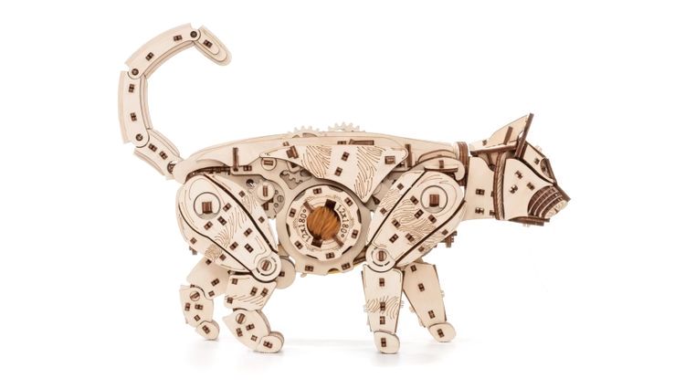 Сборная модель деревянная, конструктор 3D EWA «Механический Кот (Кошка)» — картинка 6