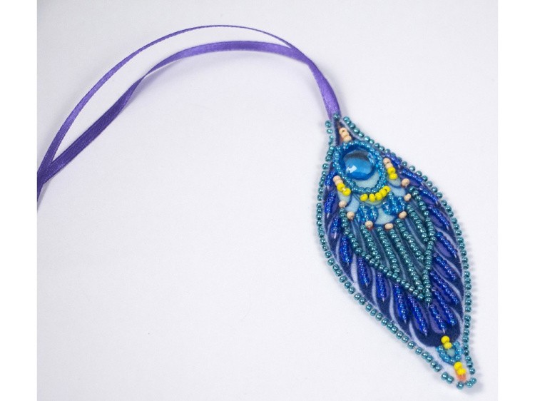Набор вышивки бисером «Подвеска Перо павлина» — картинка 4