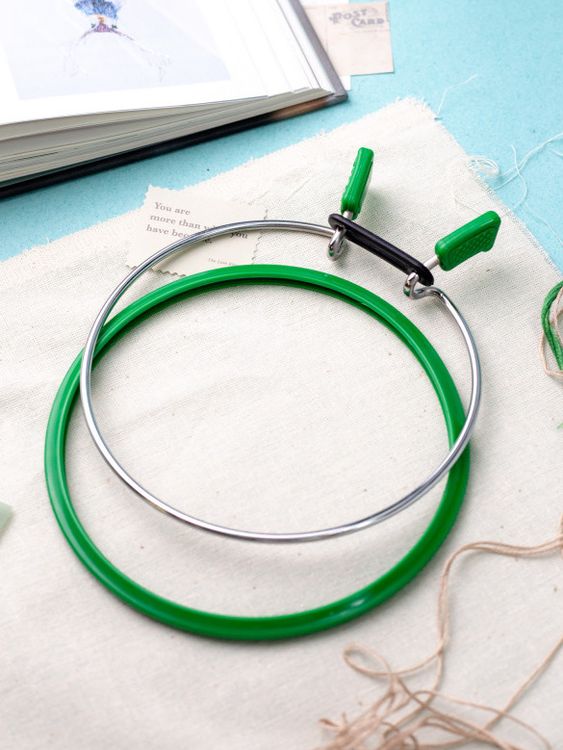 Пяльцы пружинные, диаметр 12,6 см, h-7, цвет: зеленый, Nurge — картинка 5