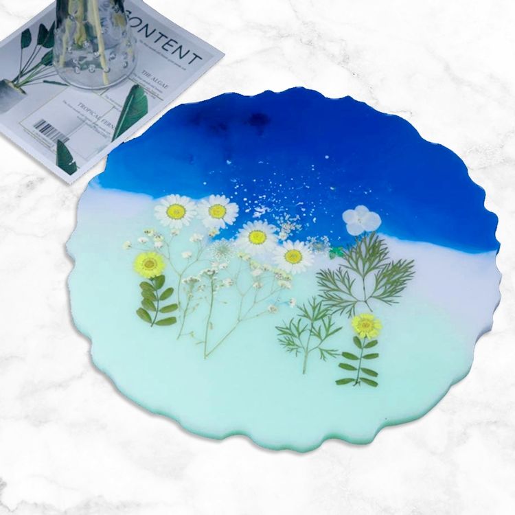 Силиконовый молд Epoxy Master поднос жеода №4, 33х33 см — картинка 3