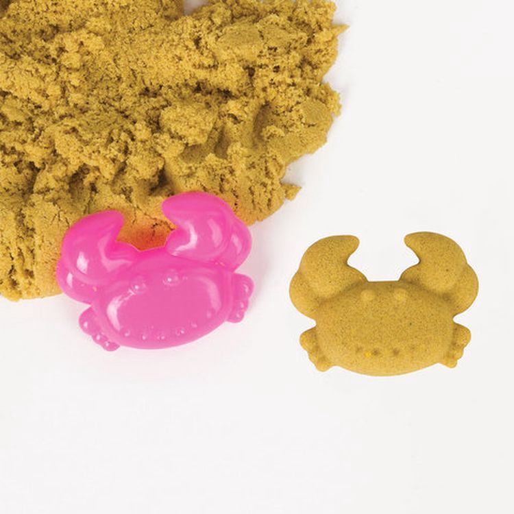 Песок для лепки кинетический Юнландия, желтый, 500 г, 2 формочки, ведерко — картинка 5