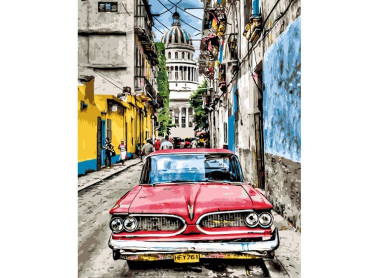 Картина по номерам «Винтажное авто в старой Гаване»