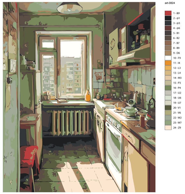 Картина по номерам Дома панельки родные эстетичная кухня — картинка 2